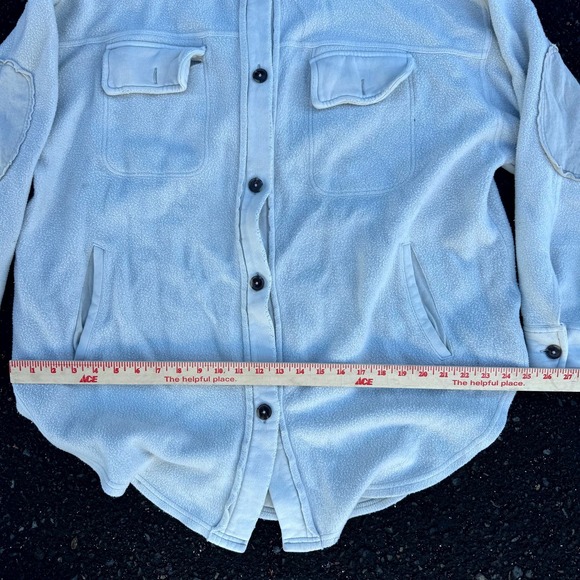 Free People Ruby Oversized Fleece Shirt Jacket Shacket Light White Cozy Sz Large - Picture 7 of 10